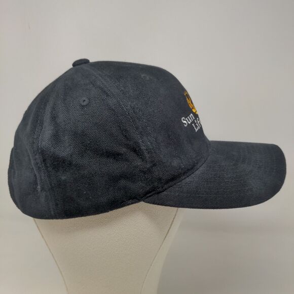 Yupoong Men's Strapback Hat Black Adjustable Embroidered Sun Life Financial Logo - Picture 4 of 7